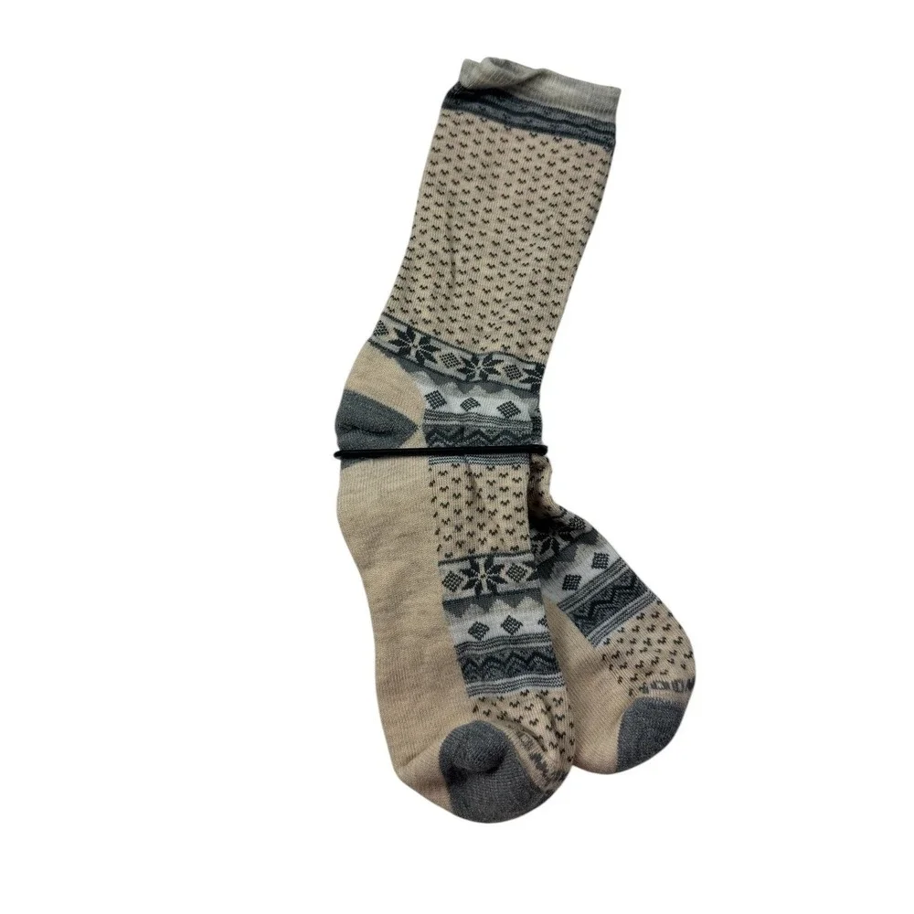 Smartwool 2 Pair Women L Cozy Cabin Crew Merino Wool Socks Natural Large LOT 2